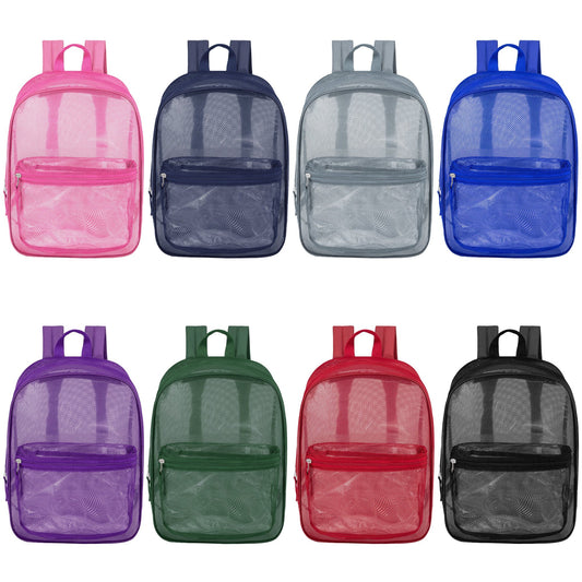 17" Wholesale Mesh Backpacks in 8 Colors - Bulk Case of 24 ($7.60 / UNIT - ITEM: DWBP-297-24)