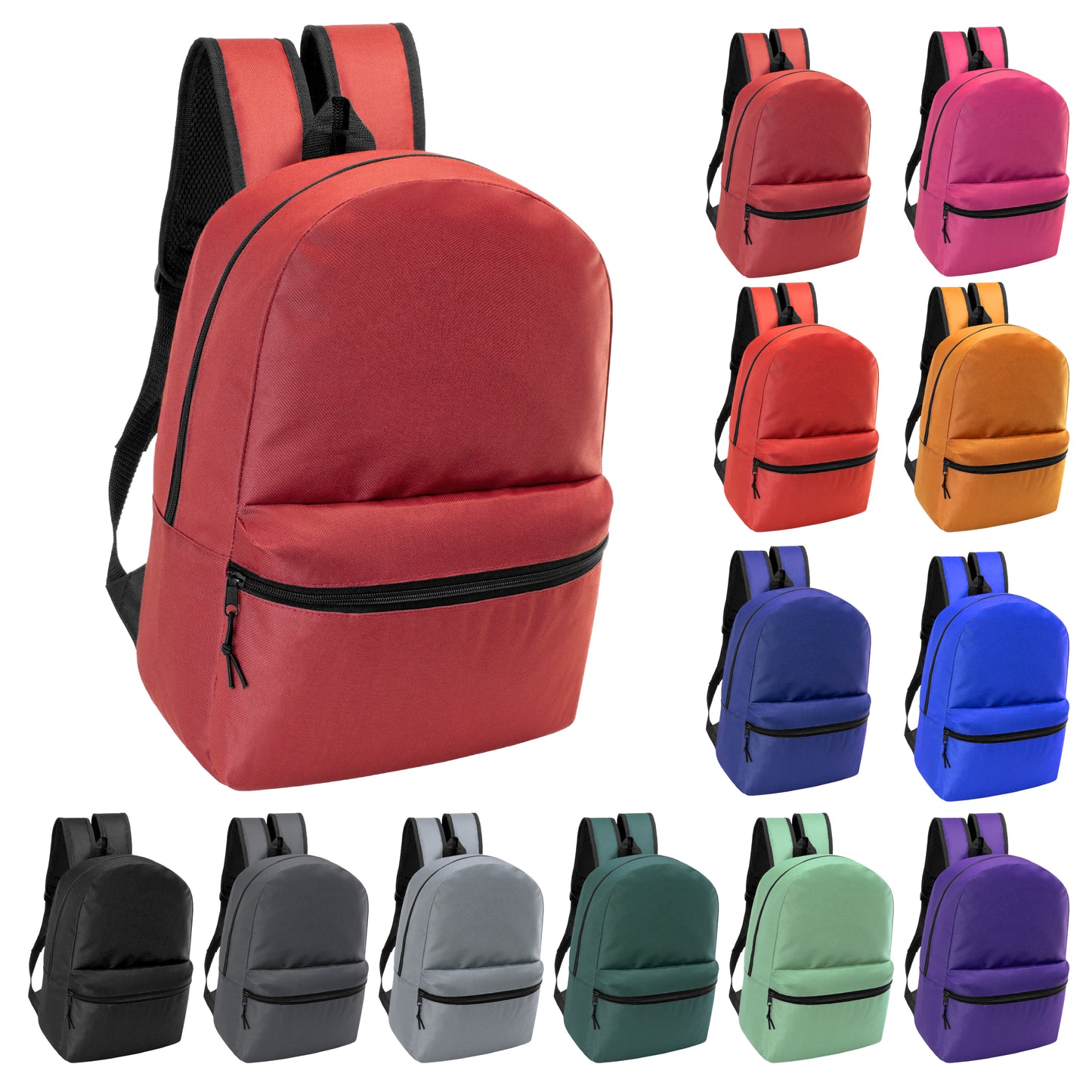 17 inch wholesale backpacks in 12 colors cheap price unisex
