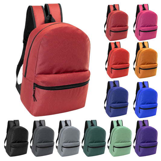 17 inch wholesale backpacks in 12 colors cheap price unisex