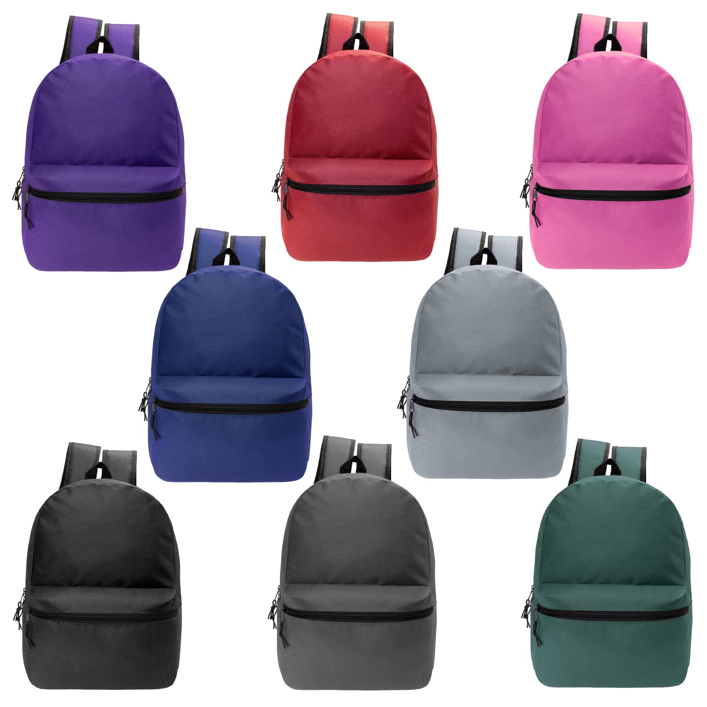 Wholesale 17" Backpacks in Bulk in 8 Assorted Colors - Bulk Case of 24 ($4.50 / UNIT - ITEM: DWBP-303-24)