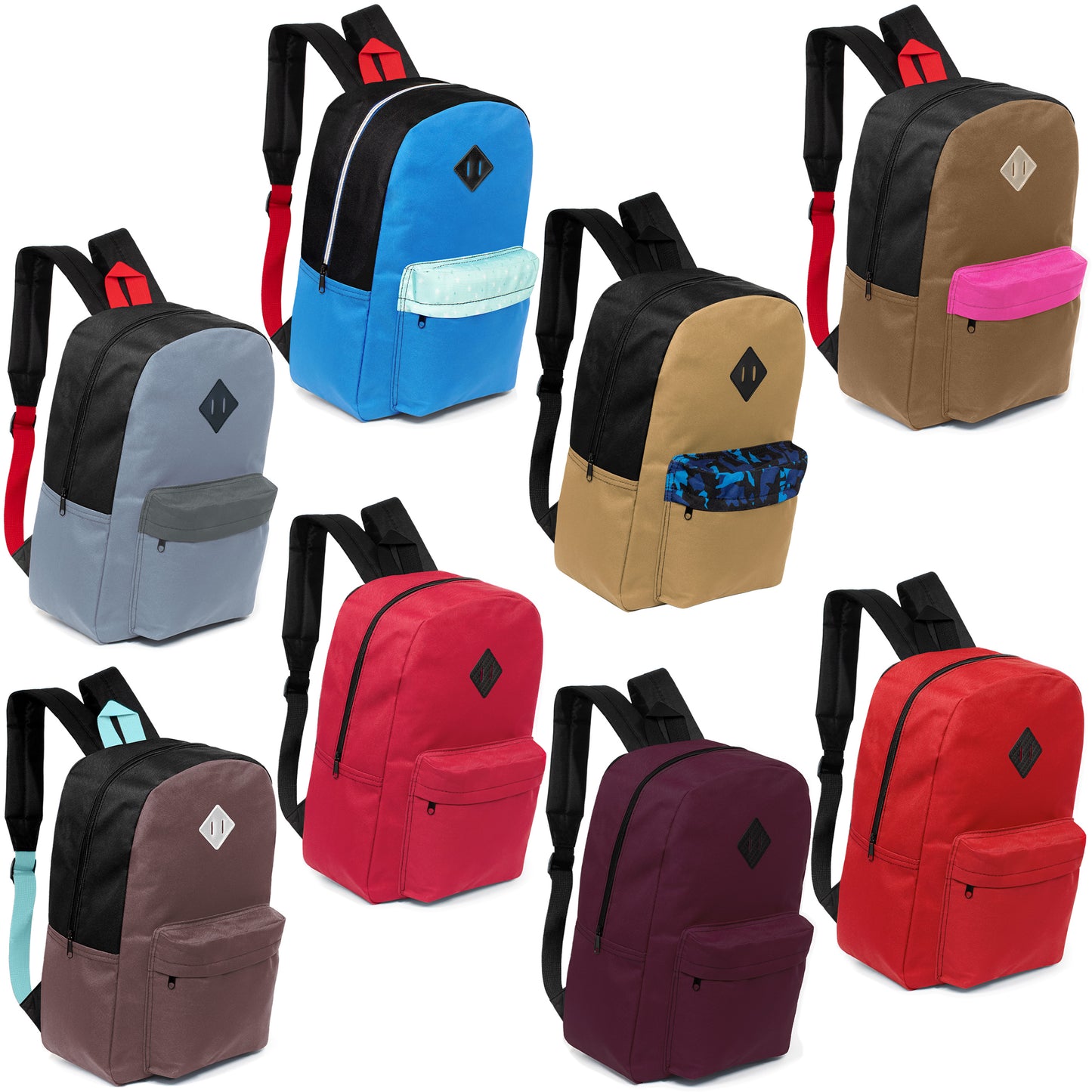 17" padded back diamond patch backpacks for back to school