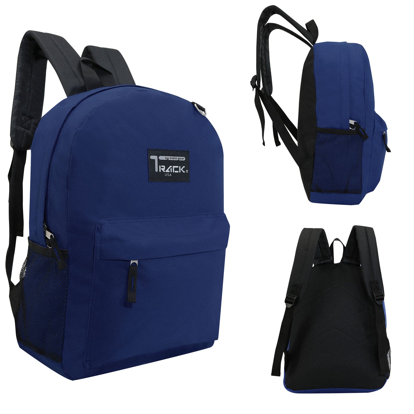 Classic Wholesale 17" Backpacks for Back to School in Navy Blue - Bulk Case of 24 ($7.65 / UNIT - ITEM: DWBP-286-24)