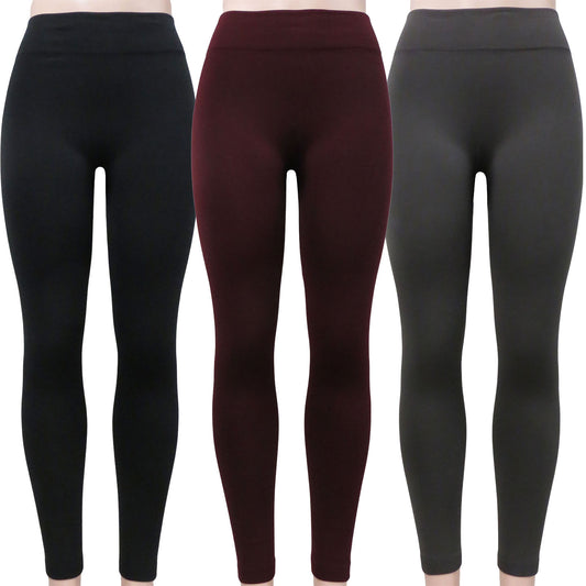 Wholesale Fleece Leggings in Assorted Colors - Bulk Case of 48 ($3.25 / UNIT - ITEM: AP720-THERESA-ASST-48)