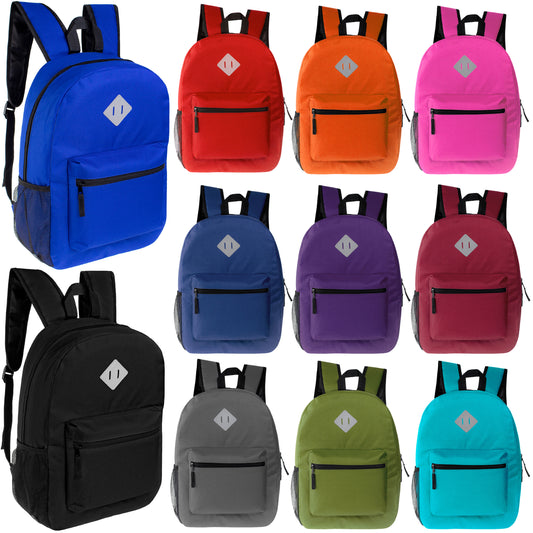 17" Diamond Patch Padded Wholesale Backpacks in 11 Colors - Bulk Case of 24 ($7.25 / UNIT - ITEM: DWBP-292-24)