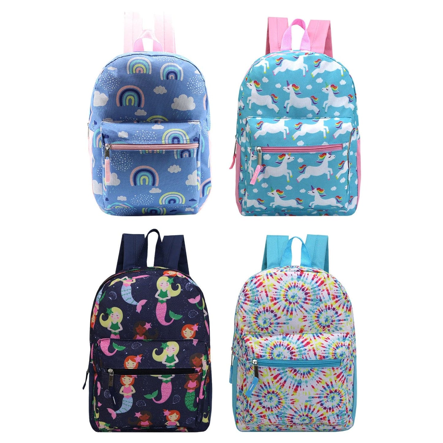 15" Kids Patterned Wholesale Backpacks in Girls Prints - Bulk Case of 24 ($6.40 / UNIT - ITEM: DWBP-153-24)
