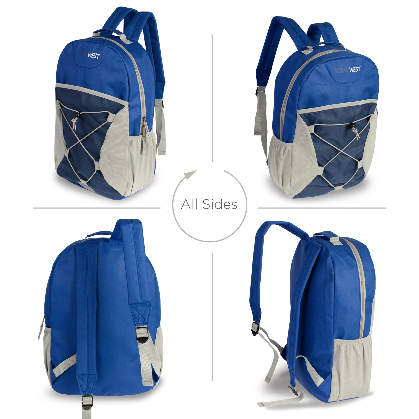 17" Bungee Wholesale Backpacks in 6 Assorted Colors - Bulk Case of 24 ($5.80 / UNIT - ITEM: DWBP-249-24)