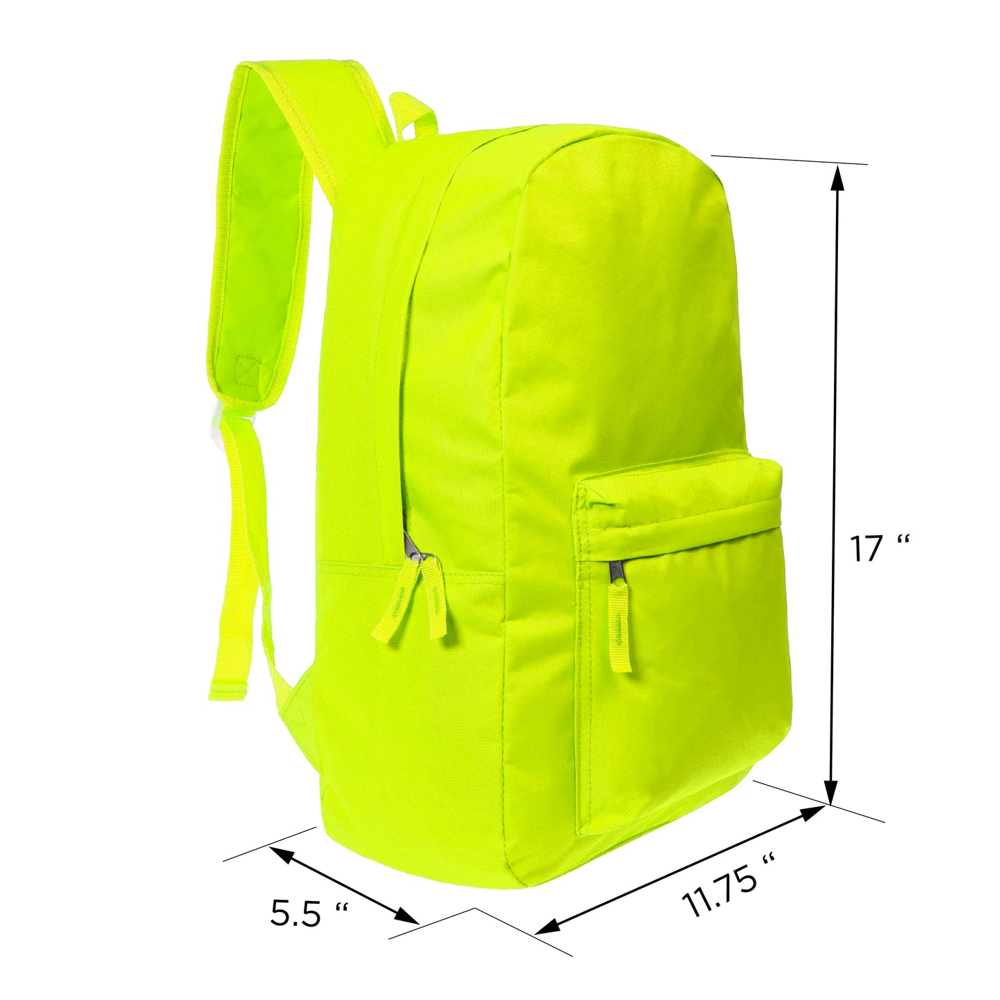 17" Bright Color Wholesale Backpacks in 6 Colors - Bulk Case of 24 ($7.25 / UNIT - ITEM: DWBP-254-24)