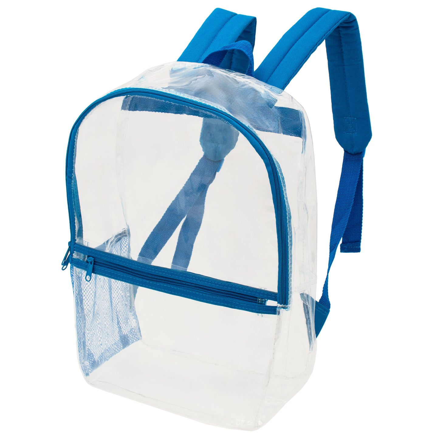 17" Clear Wholesale Backpacks in 6 Assorted Colors - Bulk Case of 24 ($8.50 / UNIT - ITEM: DWBP-340-24)