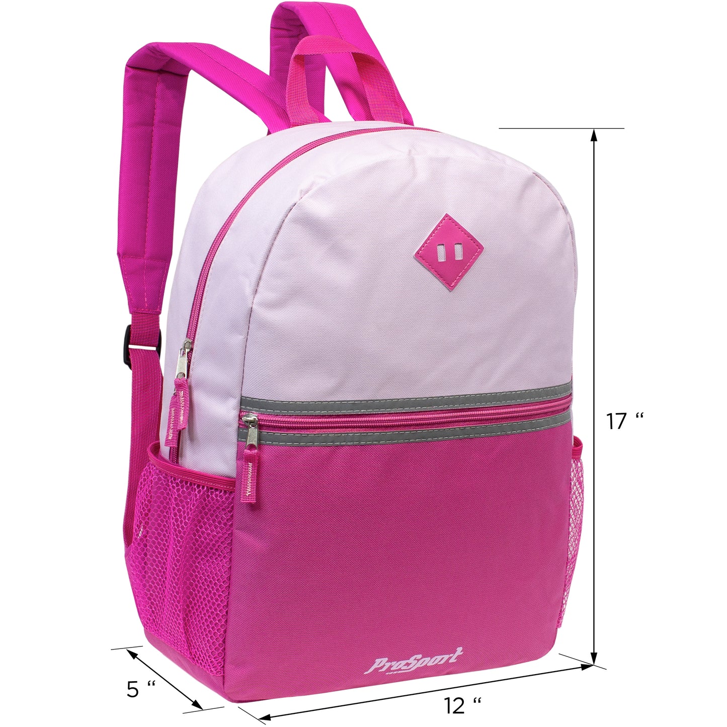 17" Diamond Patch Wholesale Backpacks in 4 Colors - Bulk Case of 24 ($6.20 / UNIT - ITEM: DWBP-319-24)