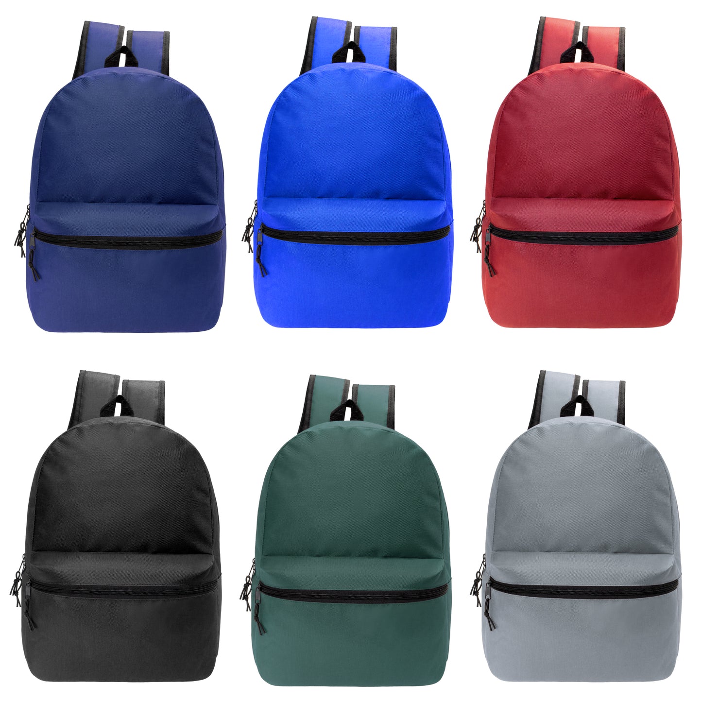 Wholesale 17" Backpacks for Back to School in 6 Colors - Bulk Case of 24 ($4.50 / UNIT - ITEM: DWBP-302-24)