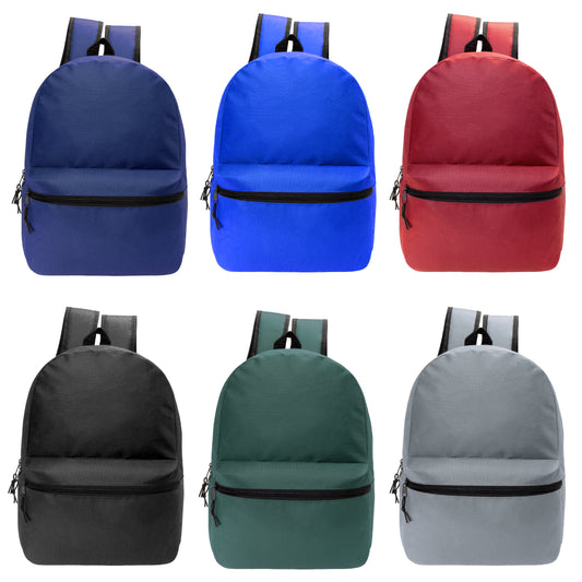 Wholesale 17" Backpacks for Back to School in 6 Colors - Bulk Case of 24 ($4.50 / UNIT - ITEM: DWBP-302-24)