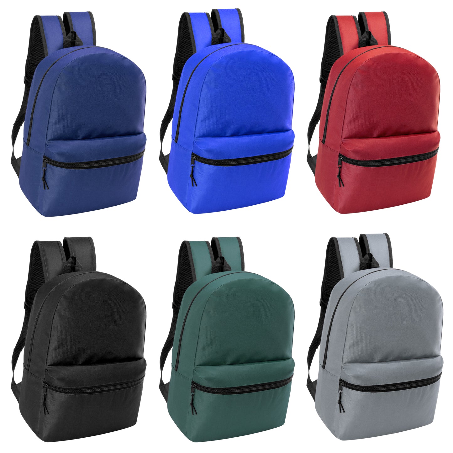 Wholesale 17" Backpacks for Back to School in 6 Colors - Bulk Case of 24 ($4.50 / UNIT - ITEM: DWBP-302-24)