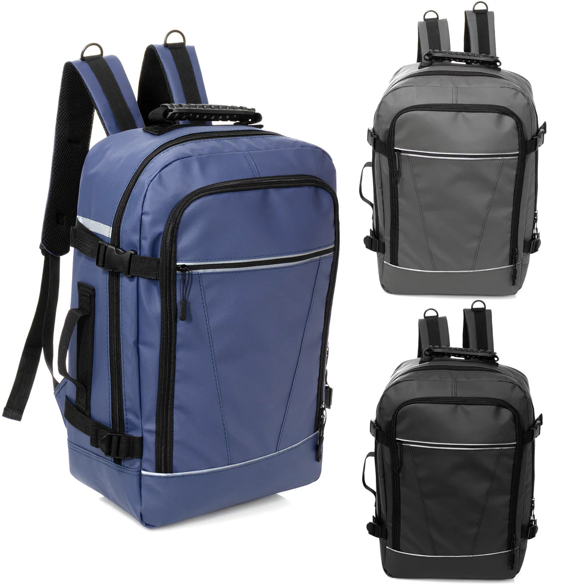 18" Deluxe Wholesale Travel Backpack with Laptop Sleeve in 3 Colors - Bulk Case of 12 ($14.50 / UNIT - ITEM: DWBP-338-12)