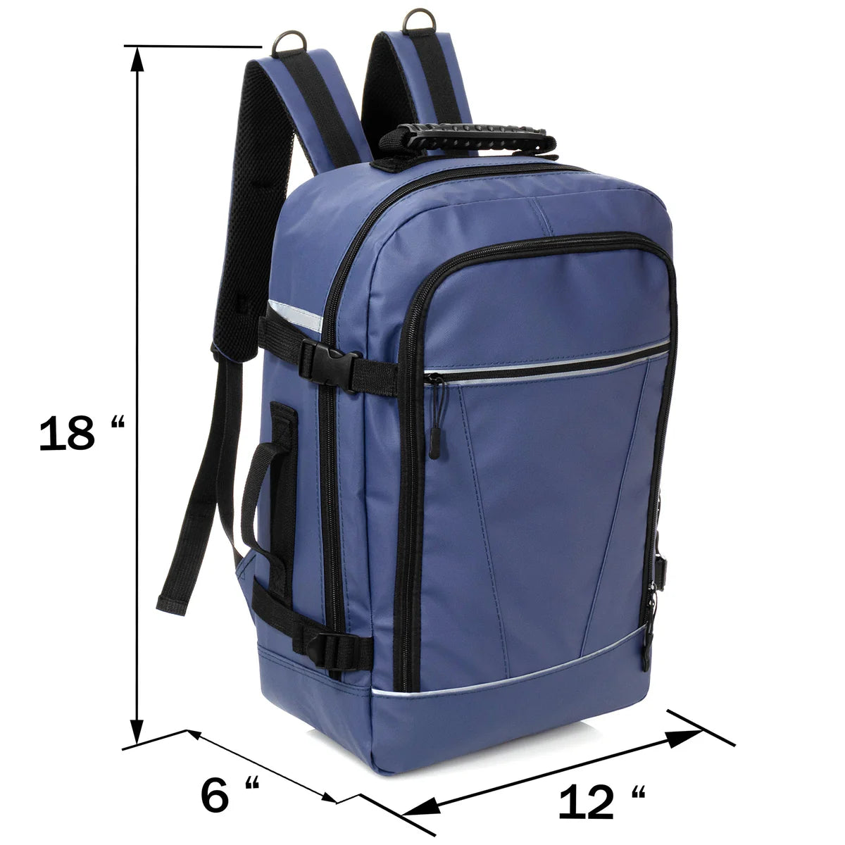 18" Deluxe Wholesale Travel Backpack with Laptop Sleeve in 3 Colors - Bulk Case of 12 ($14.50 / UNIT - ITEM: DWBP-338-12)
