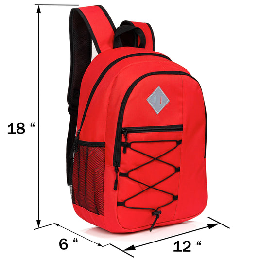 18" Padded Back Bungee Design Wholesale Backpacks with Laptop Sleeve - Bulk Case of 24 ($8.50 / UNIT - ITEM: DWBP-337-24)