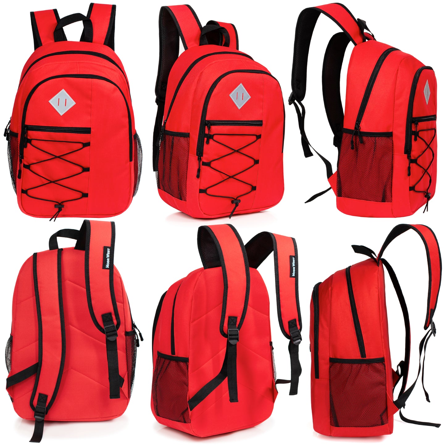 18" Padded Back Bungee Design Wholesale Backpacks with Laptop Sleeve - Bulk Case of 24 ($8.50 / UNIT - ITEM: DWBP-337-24)