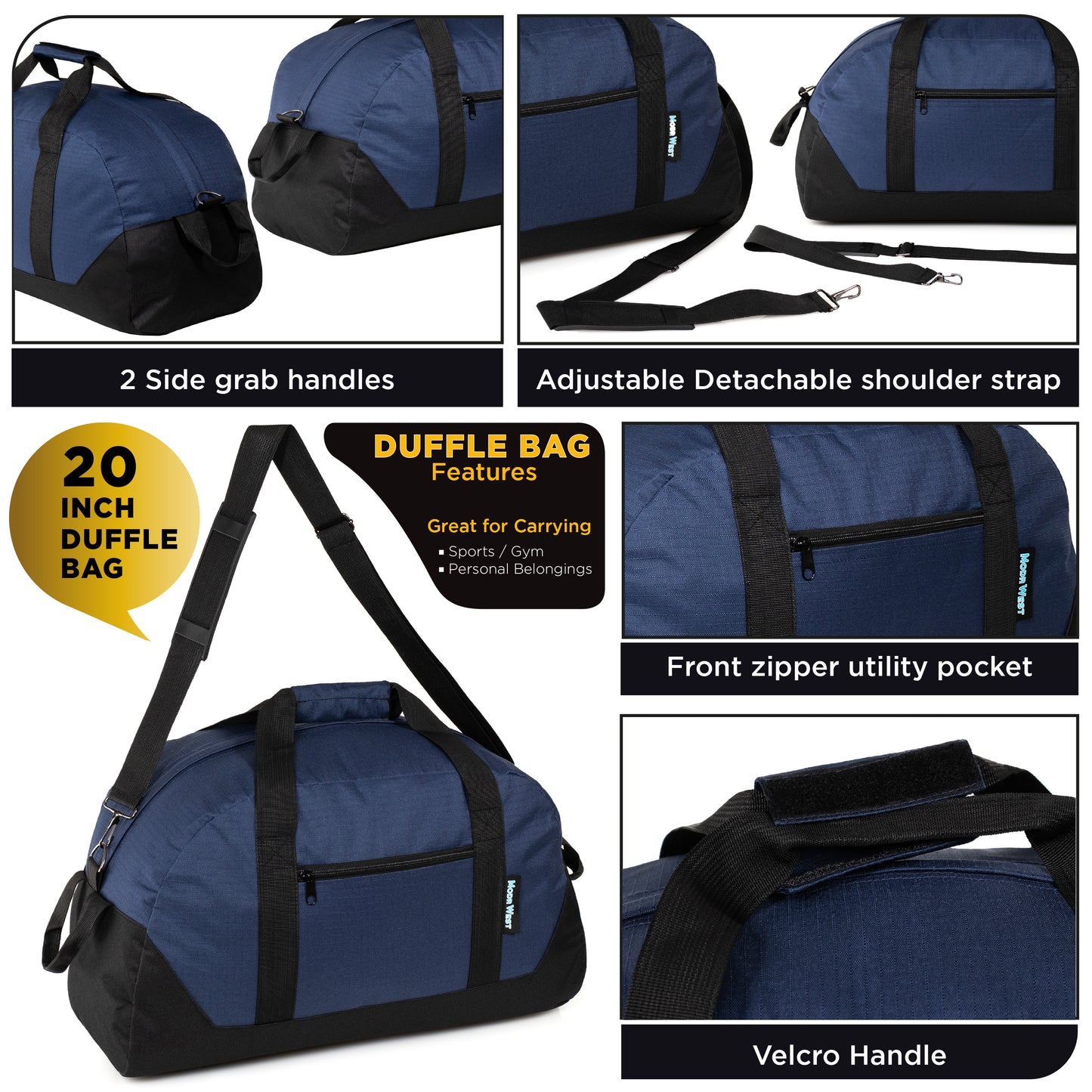 20" Dome Shaped Wholesale Duffel Bag in Bulk in 5 Assorted Colors - Bulk Case of 24 ($9.00 / UNIT - ITEM: DWDB-001-24)
