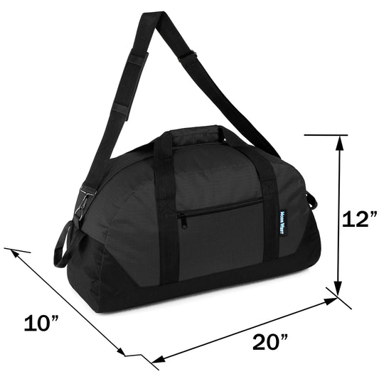 20" Dome Shaped Wholesale Duffel Bag in Bulk in Black - Bulk Case of 12 ($9.00 / UNIT - ITEM: DWDB-002-24)