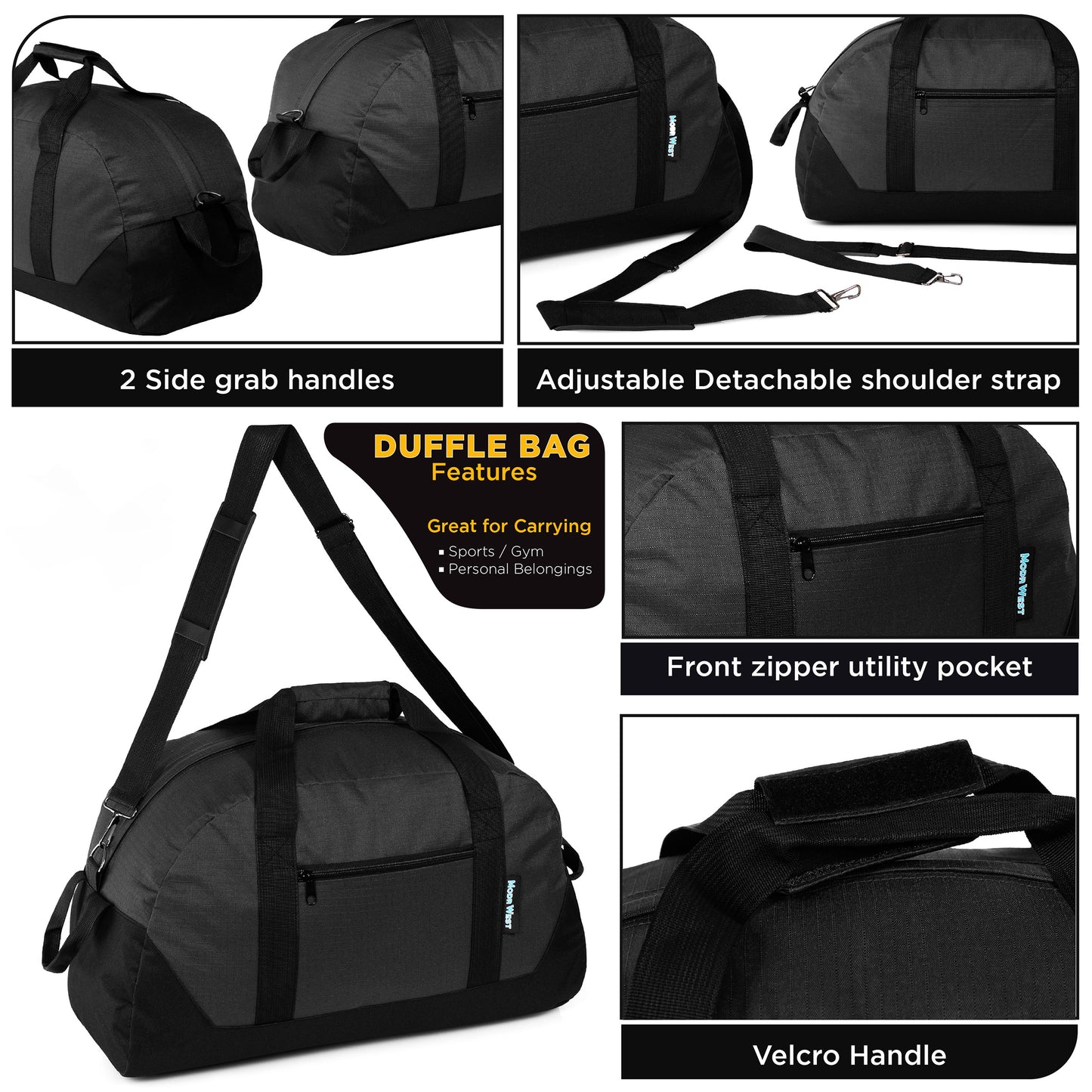 25" Dome Shaped Black Wholesale Duffel Bag in Bulk - Bulk Case of 12 ($10.95 / UNIT - ITEM: DWDB-004-12)