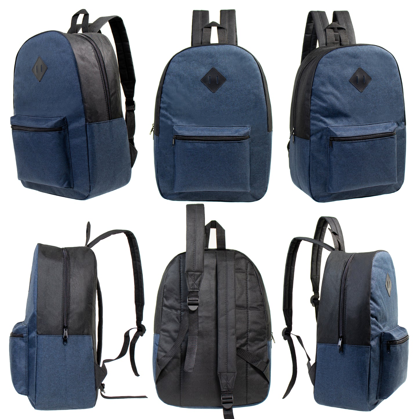 17" Diamond Patch Wholesale Backpacks in 4 Colors - Bulk Case of 24 ($4.60 / UNIT - ITEM: DWBP-306-24)