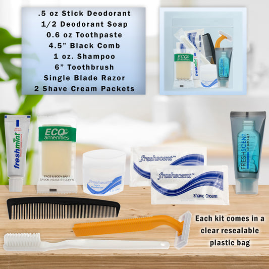 9 Piece Wholesale Hygiene Kits in Bulk - Case of 96 ($2.75 / KIT - ITEM: DWHK-101-96)