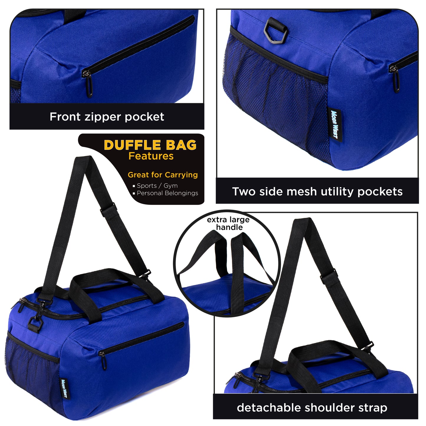 24" Wholesale Duffel Bag with 2 Compartments in 5 Assorted Colors - Bulk Case of 12 ($12.00 / UNIT - ITEM: DWDB-011-12)