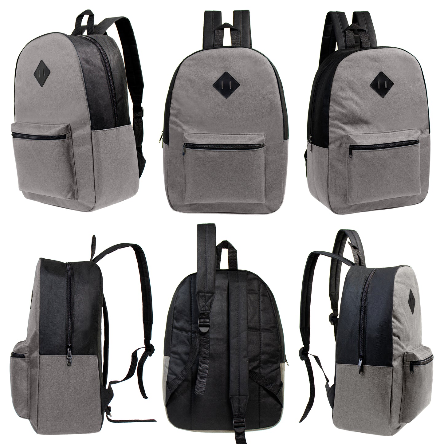 17" Diamond Patch Wholesale Backpacks in 6 Colors - Bulk Case of 24 ($4.60 / UNIT - ITEM: DWBP-307-24)