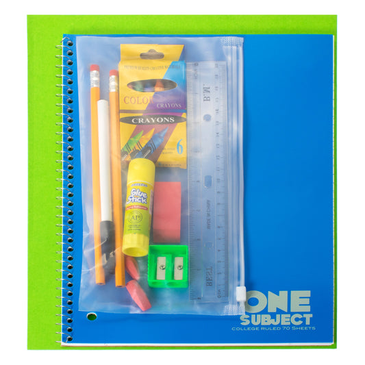 18 Piece Wholesale School Supply Kit in Bulk - Case of 24 ($7.00 / KIT - ITEM: DWSK-103-24)
