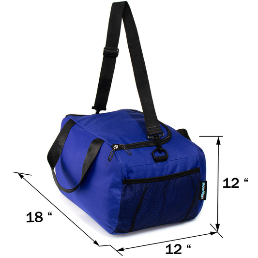 18" Wholesale Duffel Bag with 2 Compartments in 5 Assorted Colors - Bulk Case of 24 ($8.20 / UNIT - ITEM: DWDB-007-24)