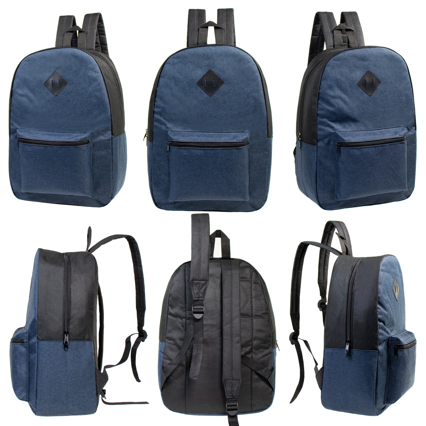 17" Classic Diamond Patch Wholesale Backpacks in 4 Colors - Bulk Case of 24 ($4.60 / UNIT - ITEM: DWBP-310-24)
