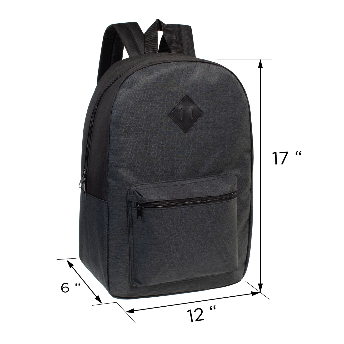 17" Classic Diamond Patch Wholesale Backpacks in 4 Colors - Bulk Case of 24 ($4.60 / UNIT - ITEM: DWBP-310-24)