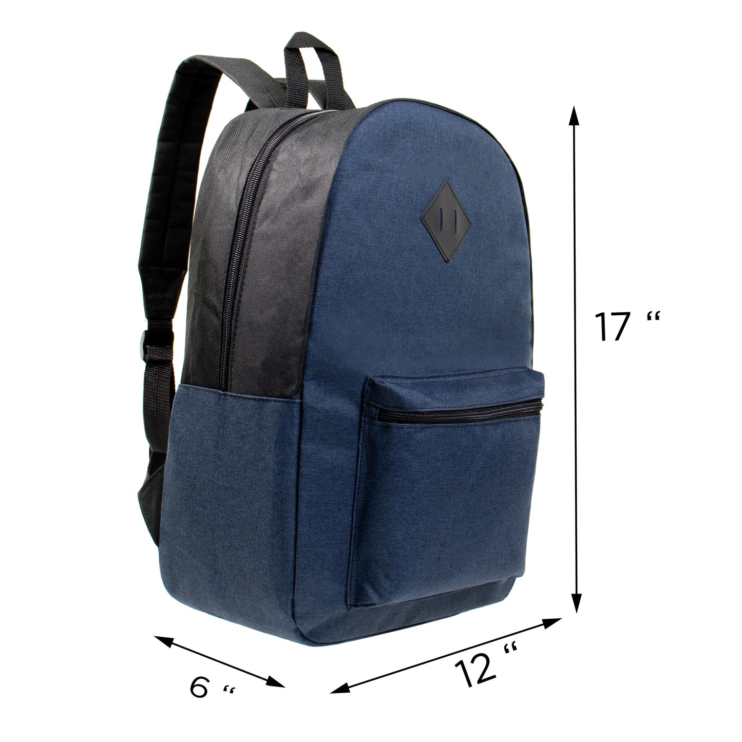 17" Diamond Patch Wholesale Backpacks in 4 Colors - Bulk Case of 24 ($4.60 / UNIT - ITEM: DWBP-306-24)