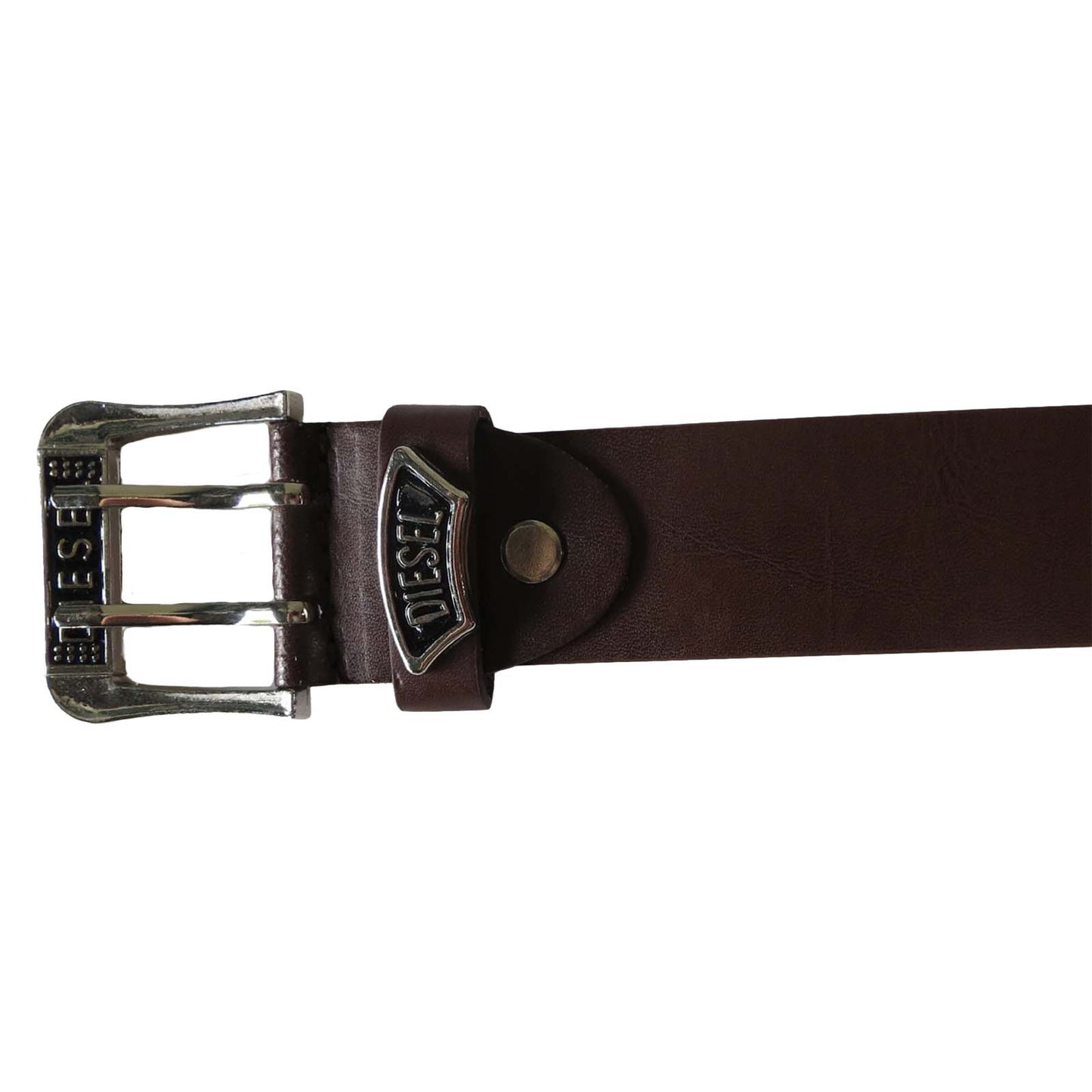brown wholesale leather belt for men with silver ornamentation