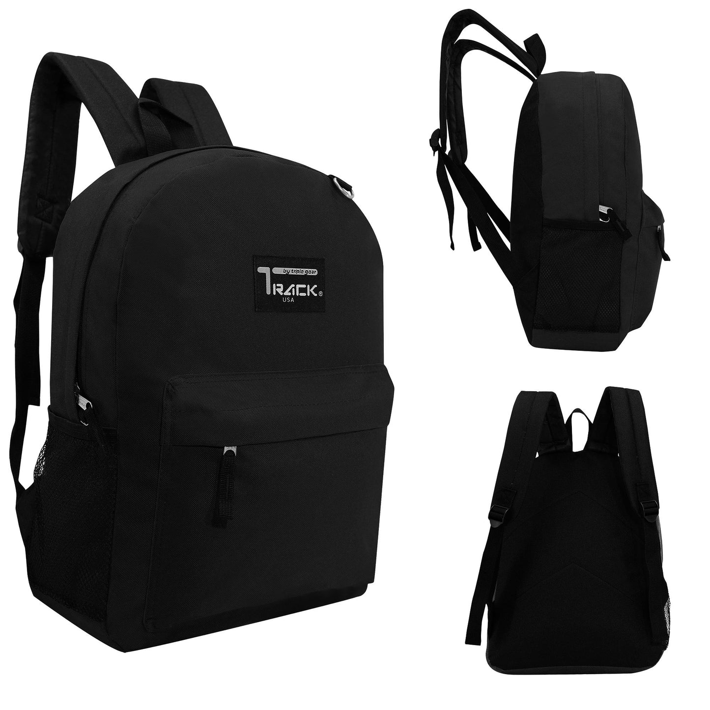 Classic Wholesale 17" Backpacks for Back to School in Black - Bulk Case of 24 ($7.65 / UNIT - ITEM: DWBP-139-24)
