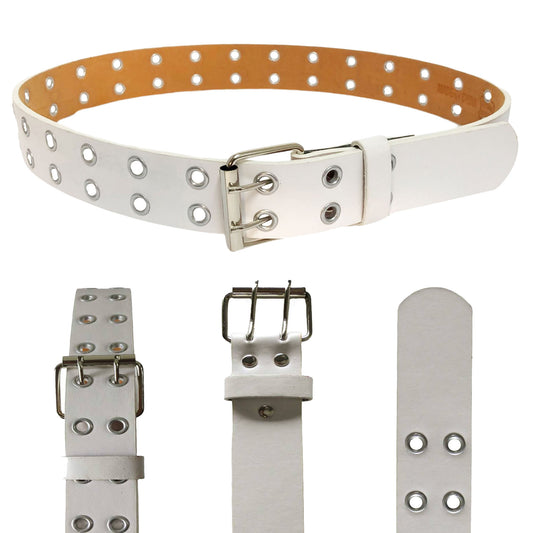 wholesale white leather 2 hole grommet belt for men