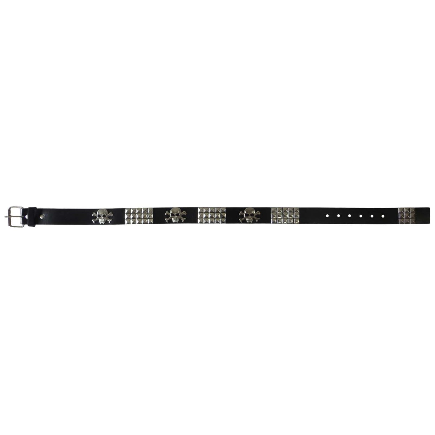 silver studded and skull design wholesale black leather belt for men