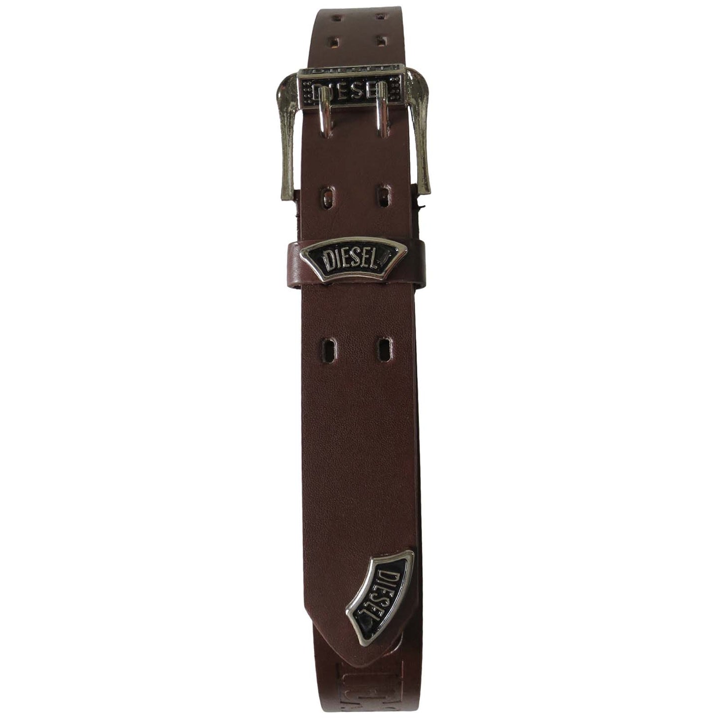 men's wholesale brown leather belt with silver ornamentation