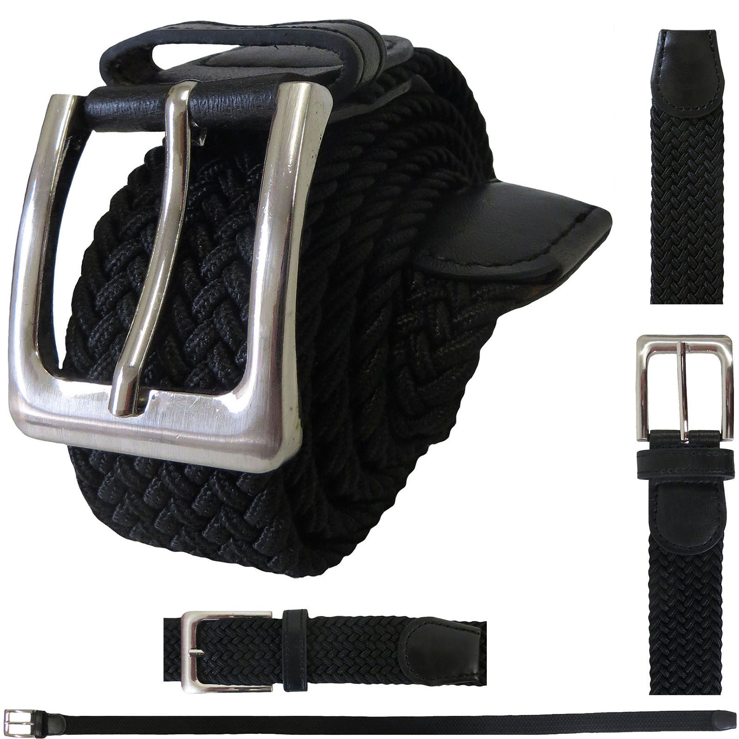 XL SIZE ONLY - STRETCH-BELT-BLACK (9 PIECE PACK - $3.50 / PIECE) ELASTIC STRETCH BELT IN BLACK