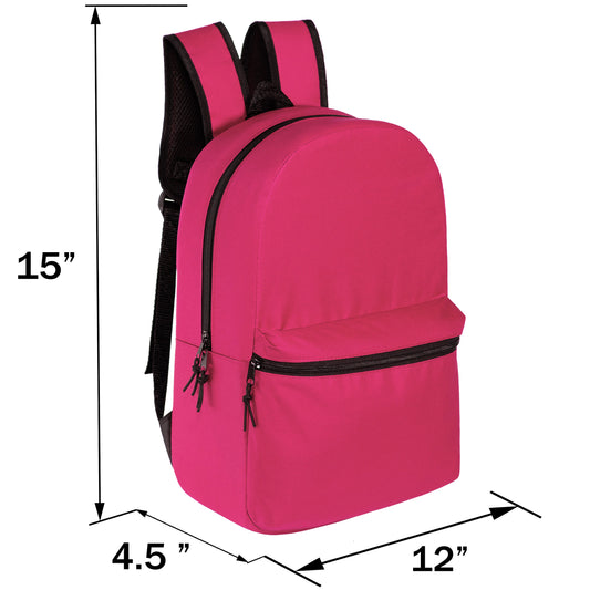 15" Wholesale Backpacks in Bulk in 8 Assorted Colors - Bulk Case of 24 ($3.70 / UNIT - ITEM: DWBP-332-24)