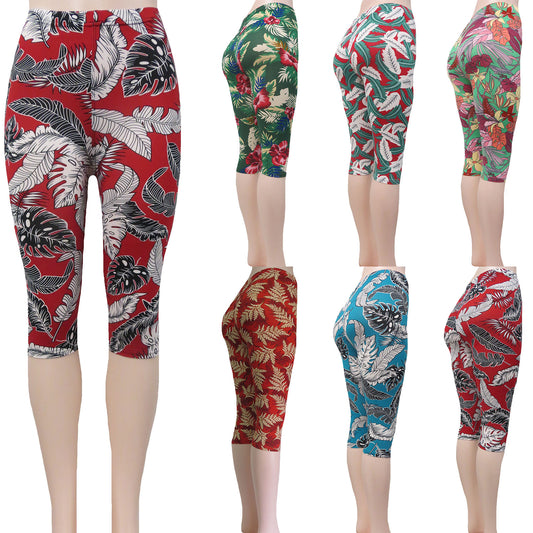ITEM NUMBER: AP730-CASEY (12 PIECE PACK WAS $2.75 - CLEARANCE SALE JUST $1.50 / PIECE) ARTISTIC PATTERNED CAPRI LEGGINGS