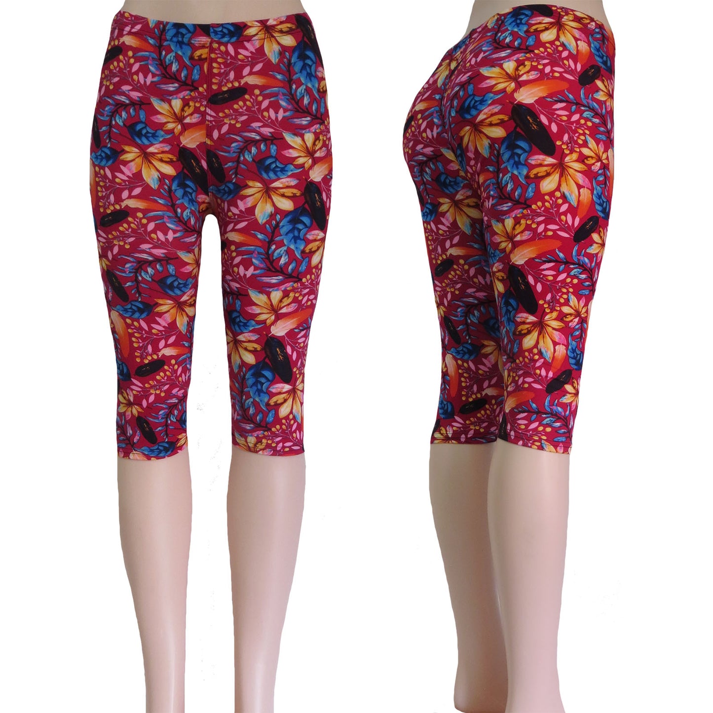 ITEM NUMBER: AP730-CELESTE (12 PIECE PACK WAS $2.75 - CLEARANCE SALE JUST $1.50) FLORAL CAPRI PRINTED LEGGINGS