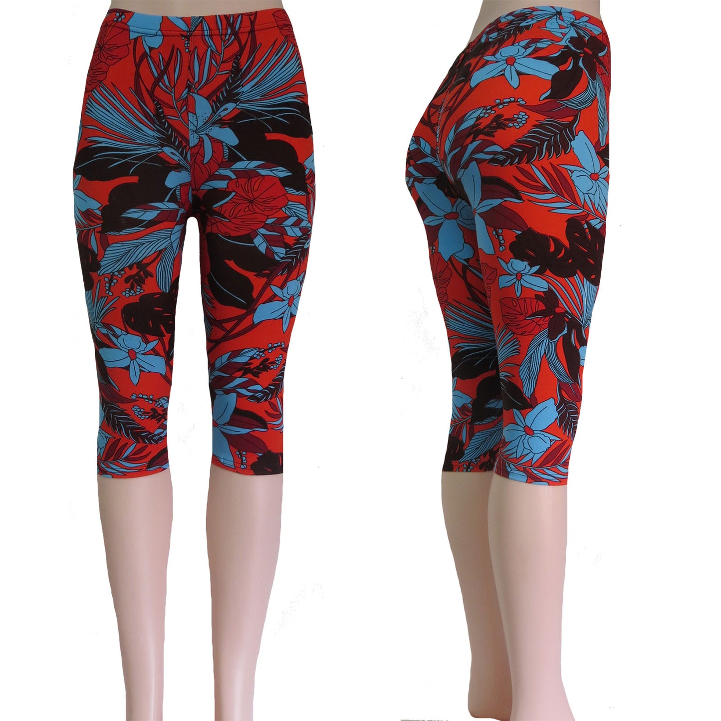 ITEM NUMBER: AP730-CALISTA (12 PIECE PACK WAS $2.75 - CLEARANCE SALE JUST $1.50 / PIECE) FLOWER PATTERN CAPRI LEGGINGS