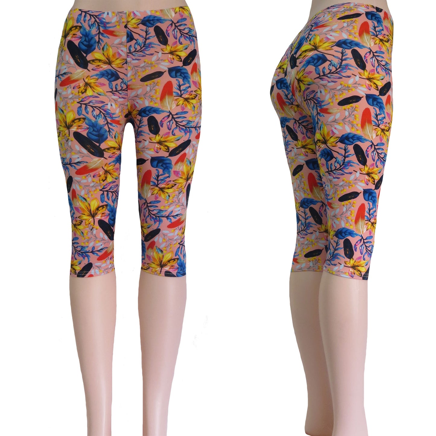 ITEM NUMBER: AP730-CALISTA (12 PIECE PACK WAS $2.75 - CLEARANCE SALE JUST $1.50 / PIECE) FLOWER PATTERN CAPRI LEGGINGS