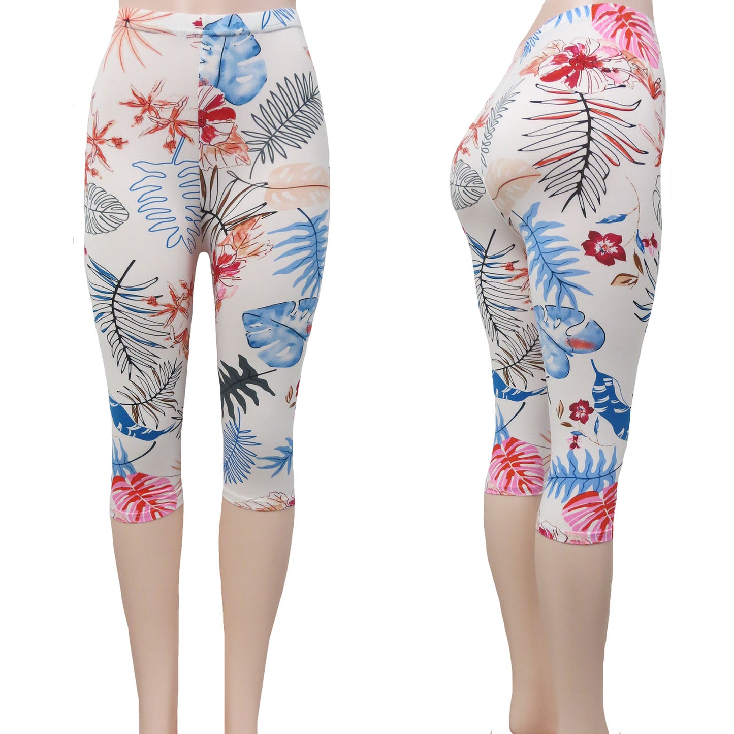 ITEM NUMBER: AP730-CALISTA (12 PIECE PACK WAS $2.75 - CLEARANCE SALE JUST $1.50 / PIECE) FLOWER PATTERN CAPRI LEGGINGS