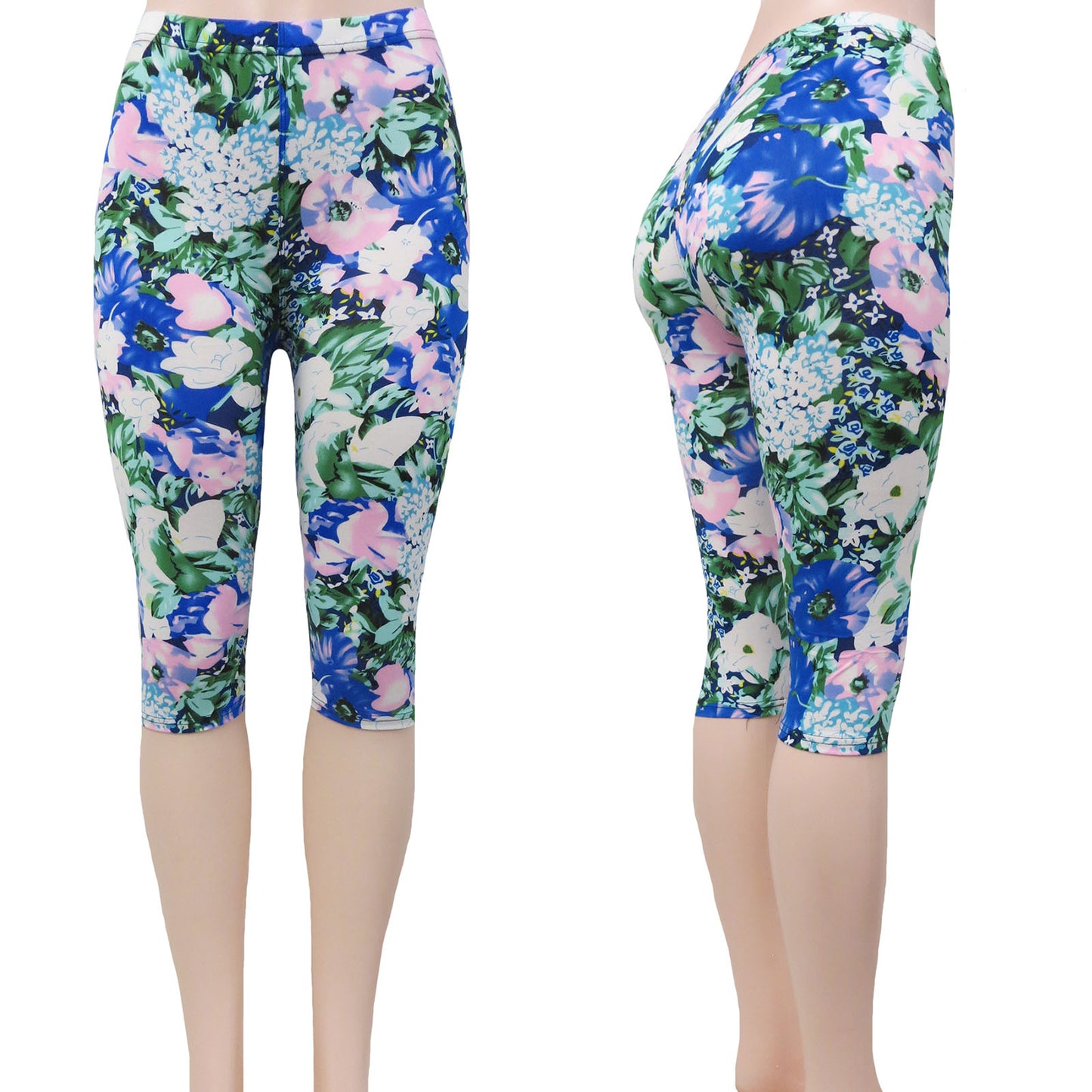 ITEM NUMBER: AP730-CANDY (12 PIECE PACK WAS $2.75 - CLEARANCE SALE JUST $1.50 / PIECE) FLOWER PATTERN CAPRI LEGGINGS