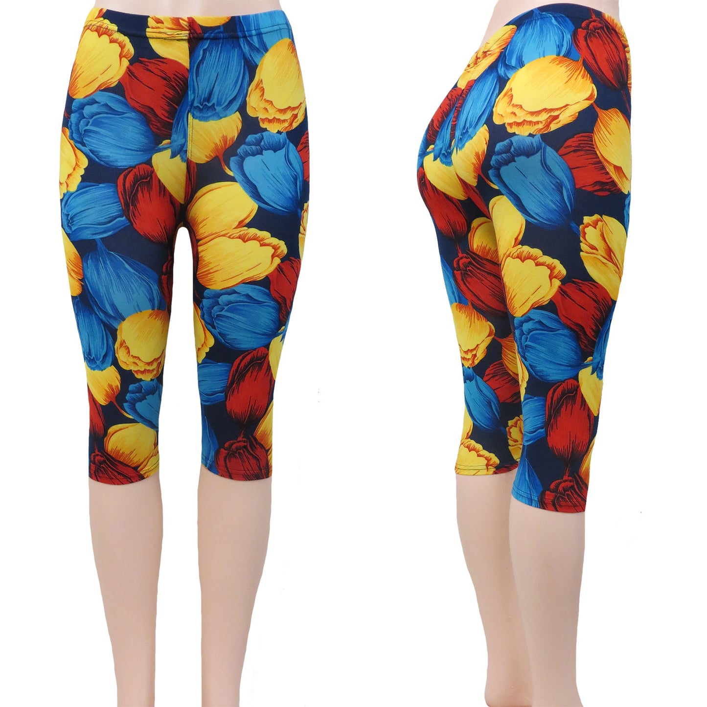 ITEM NUMBER: AP730-CANDY (12 PIECE PACK WAS $2.75 - CLEARANCE SALE JUST $1.50 / PIECE) FLOWER PATTERN CAPRI LEGGINGS
