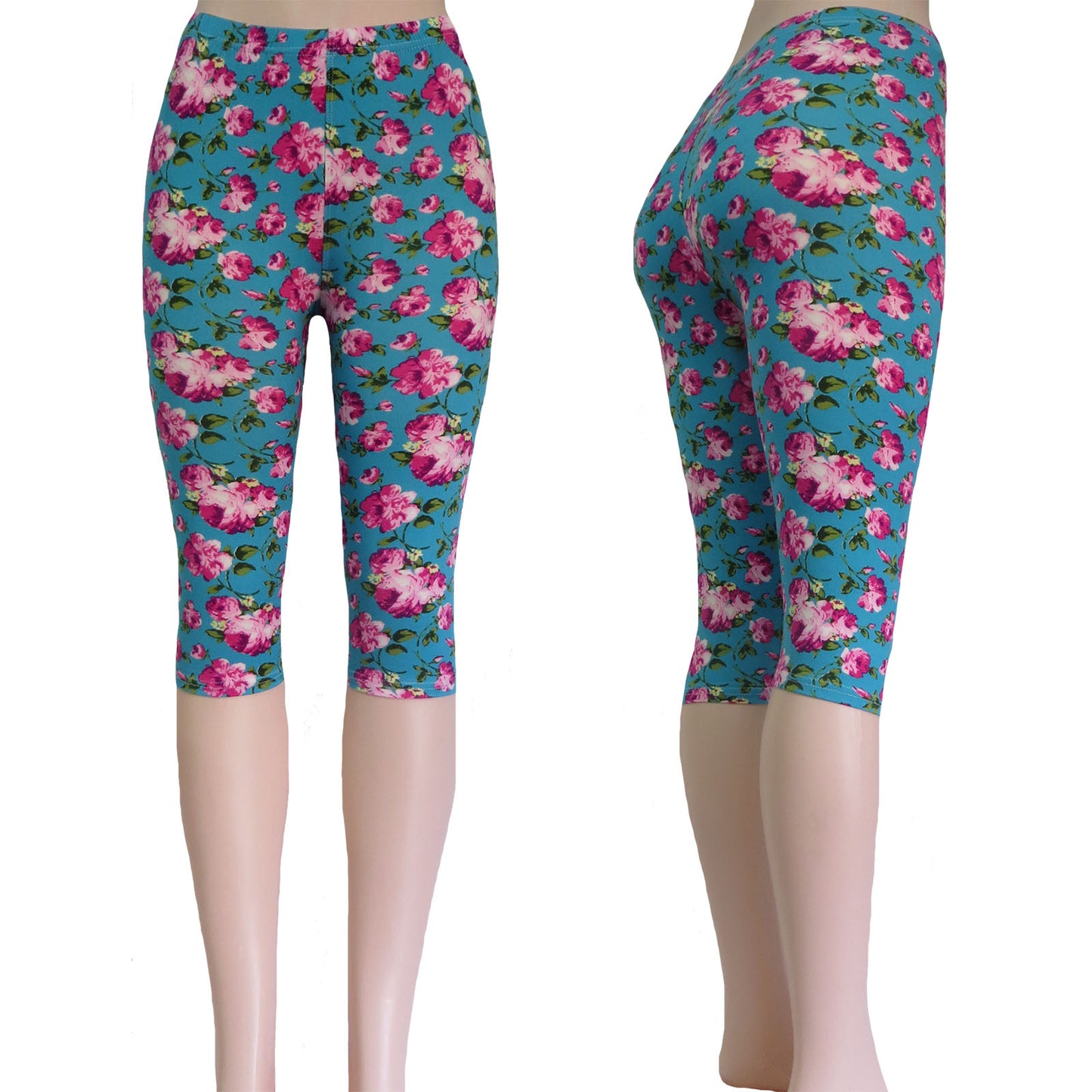 ITEM NUMBER: AP730-CALISTA (12 PIECE PACK WAS $2.75 - CLEARANCE SALE JUST $1.50 / PIECE) FLOWER PATTERN CAPRI LEGGINGS
