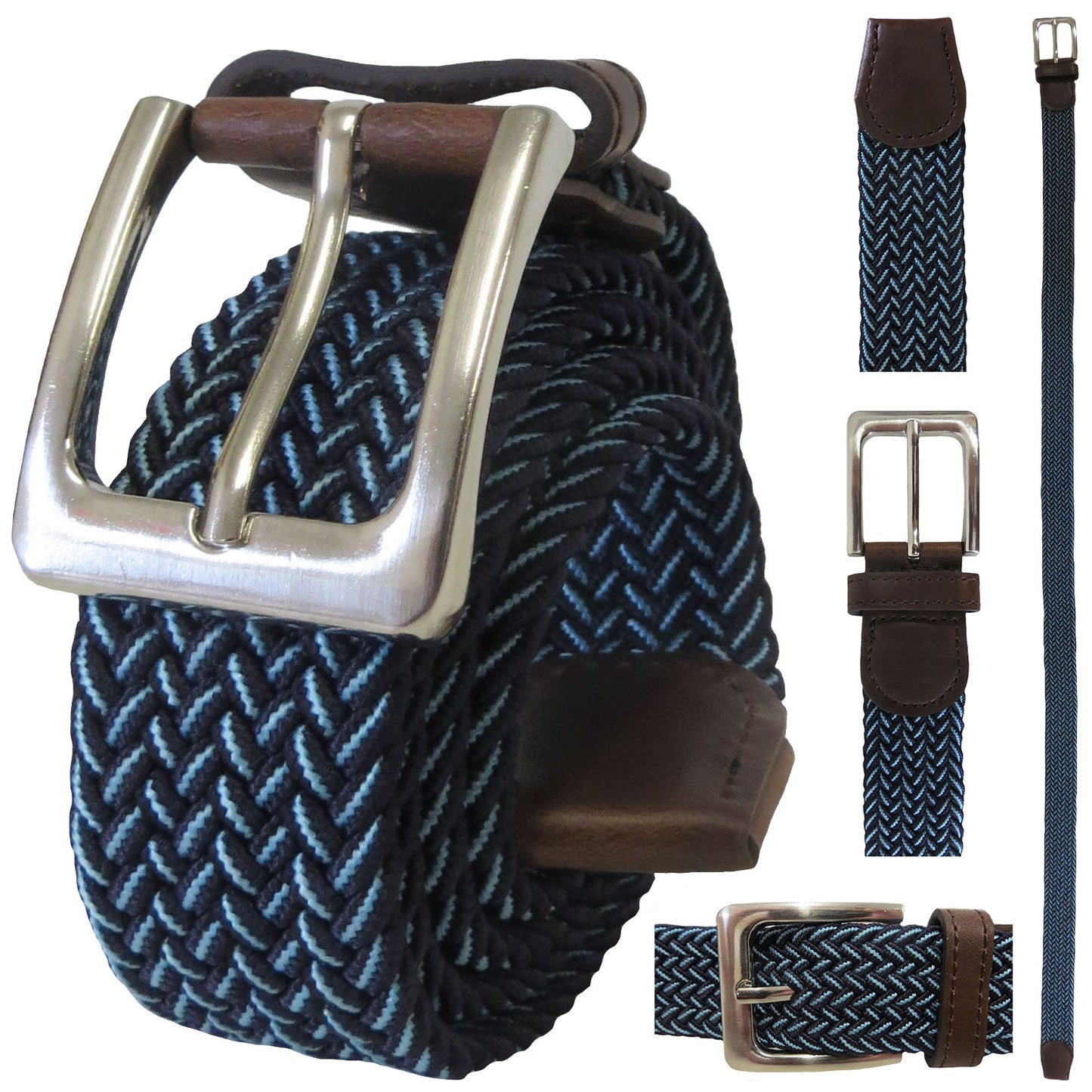 ITEM NUMBER: STRETCH-BELT-BLUE-MULTI (12 PIECE PACK - $3.50 / PIECE) ELASTIC STRETCH BELT IN BLUE MULTI