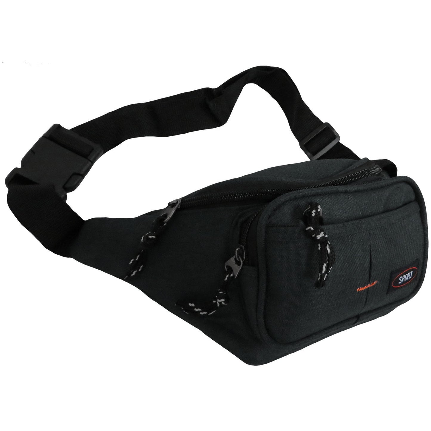 ITEM NUMBER: FB8157-TAYLOR-BLK (6 PIECE PACK - $4.25 / PIECE) 4 COMPARTMENT FANNY BAG