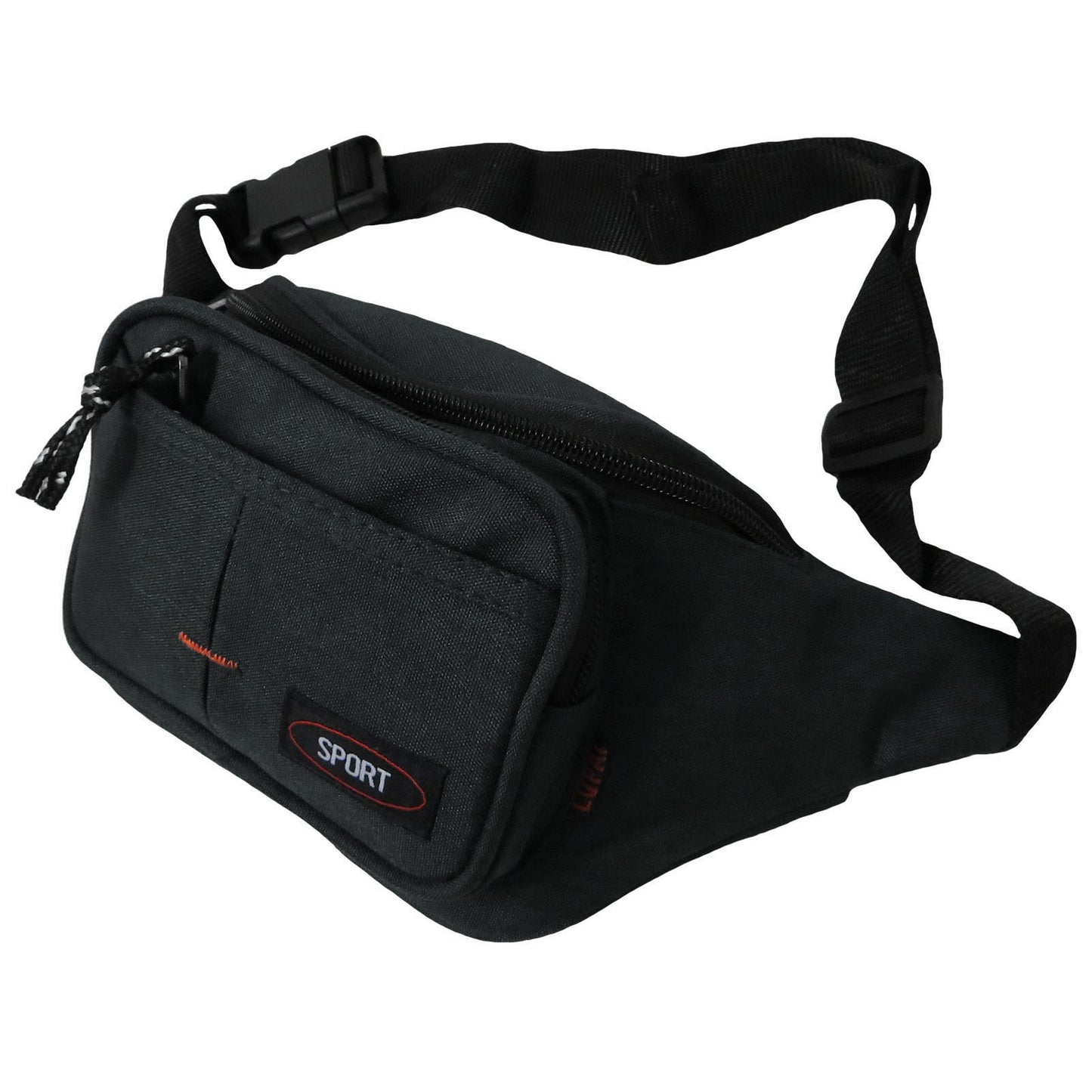 ITEM NUMBER: FB8157-TAYLOR-BLK (6 PIECE PACK - $4.25 / PIECE) 4 COMPARTMENT FANNY BAG